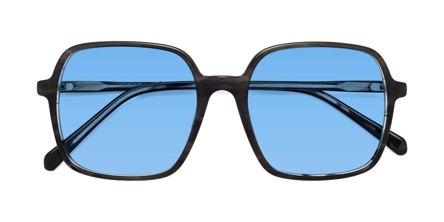 Folded Front of 1463 in Gray with Medium Blue Tinted Lenses