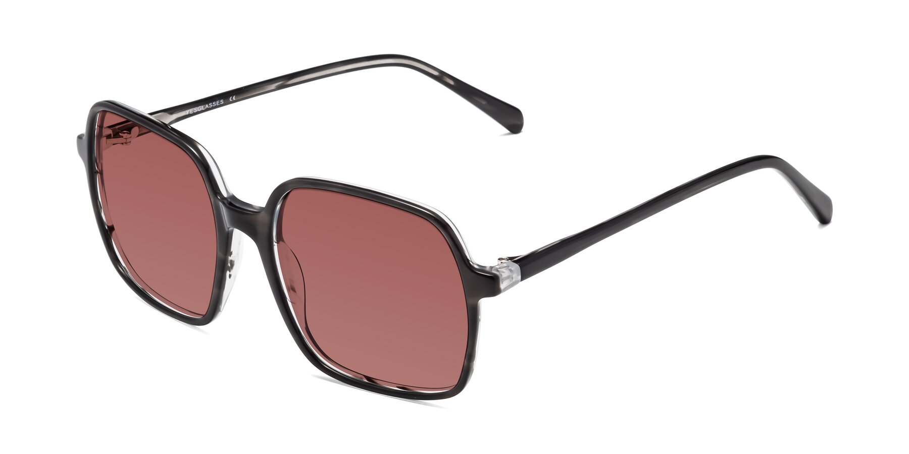 Angle of 1463 in Gray with Garnet Tinted Lenses