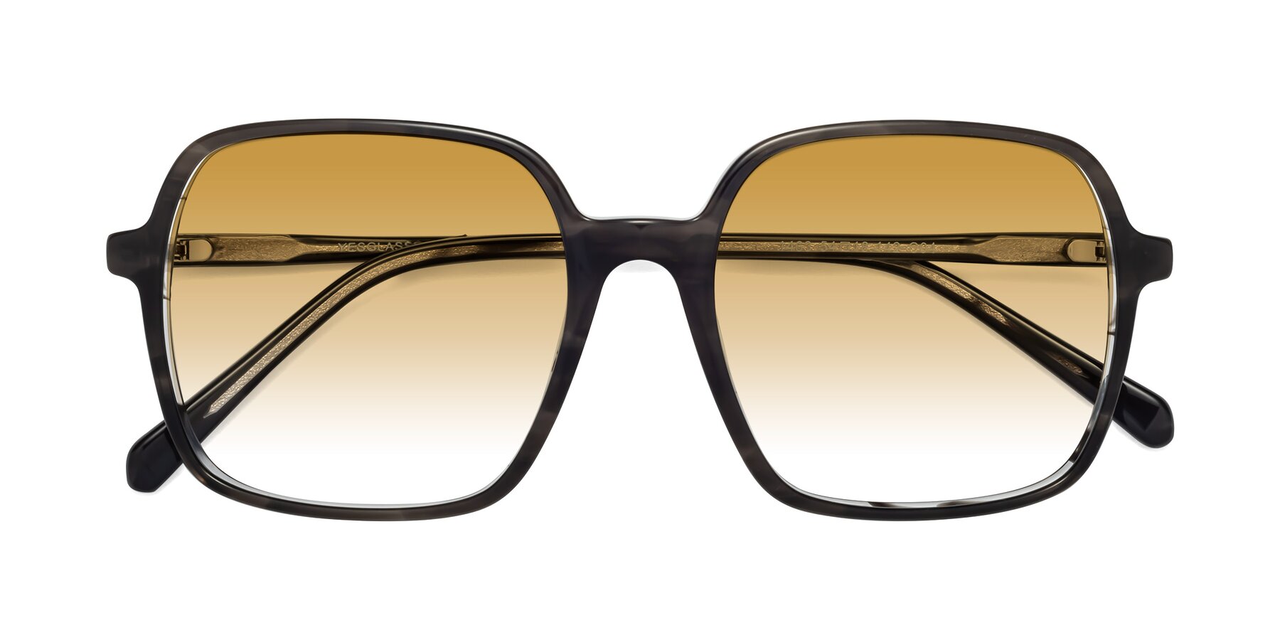 Folded Front of 1463 in Gray with Champagne Gradient Lenses