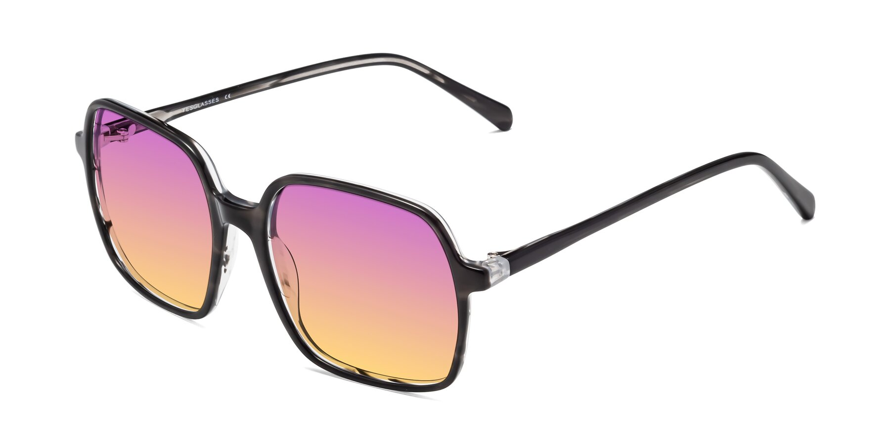 Angle of 1463 in Gray with Purple / Yellow Gradient Lenses