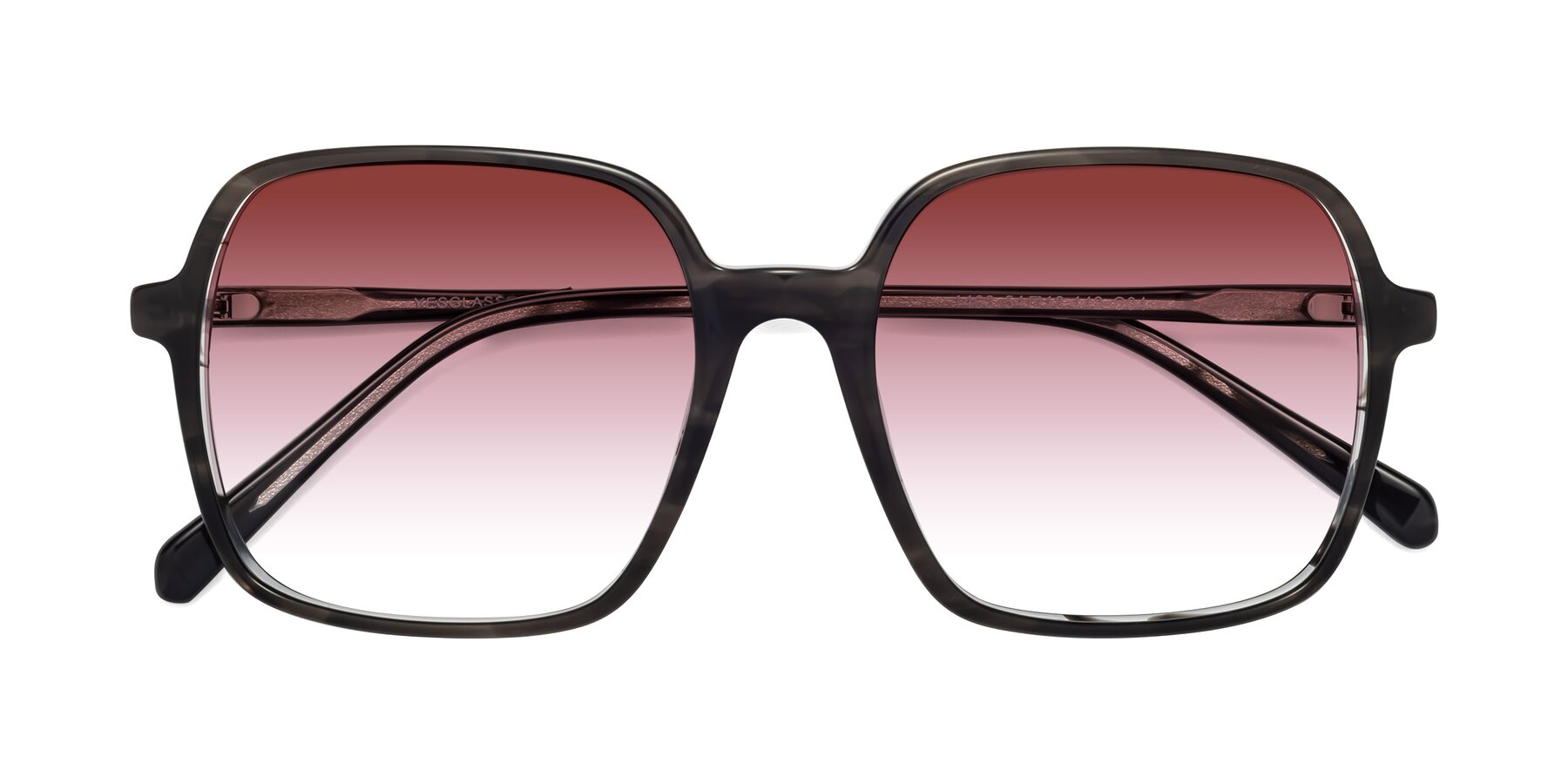 Folded Front of 1463 in Gray with Garnet Gradient Lenses