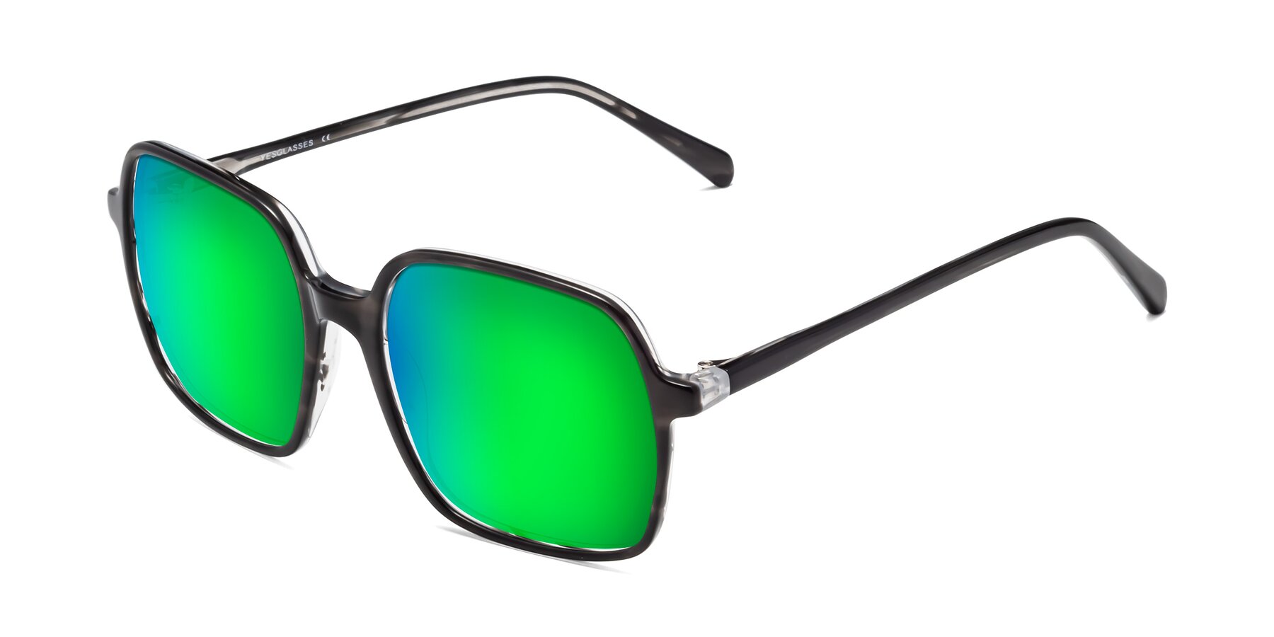 Angle of 1463 in Gray with Green Mirrored Lenses