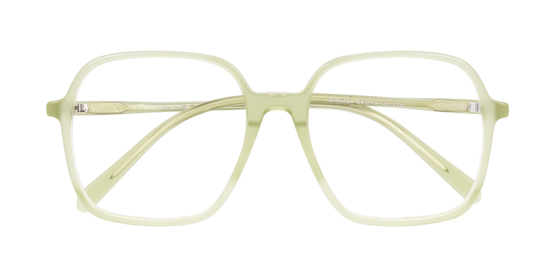 Folded Front of O'malley in Pastel Green with Clear Eyeglass Lenses