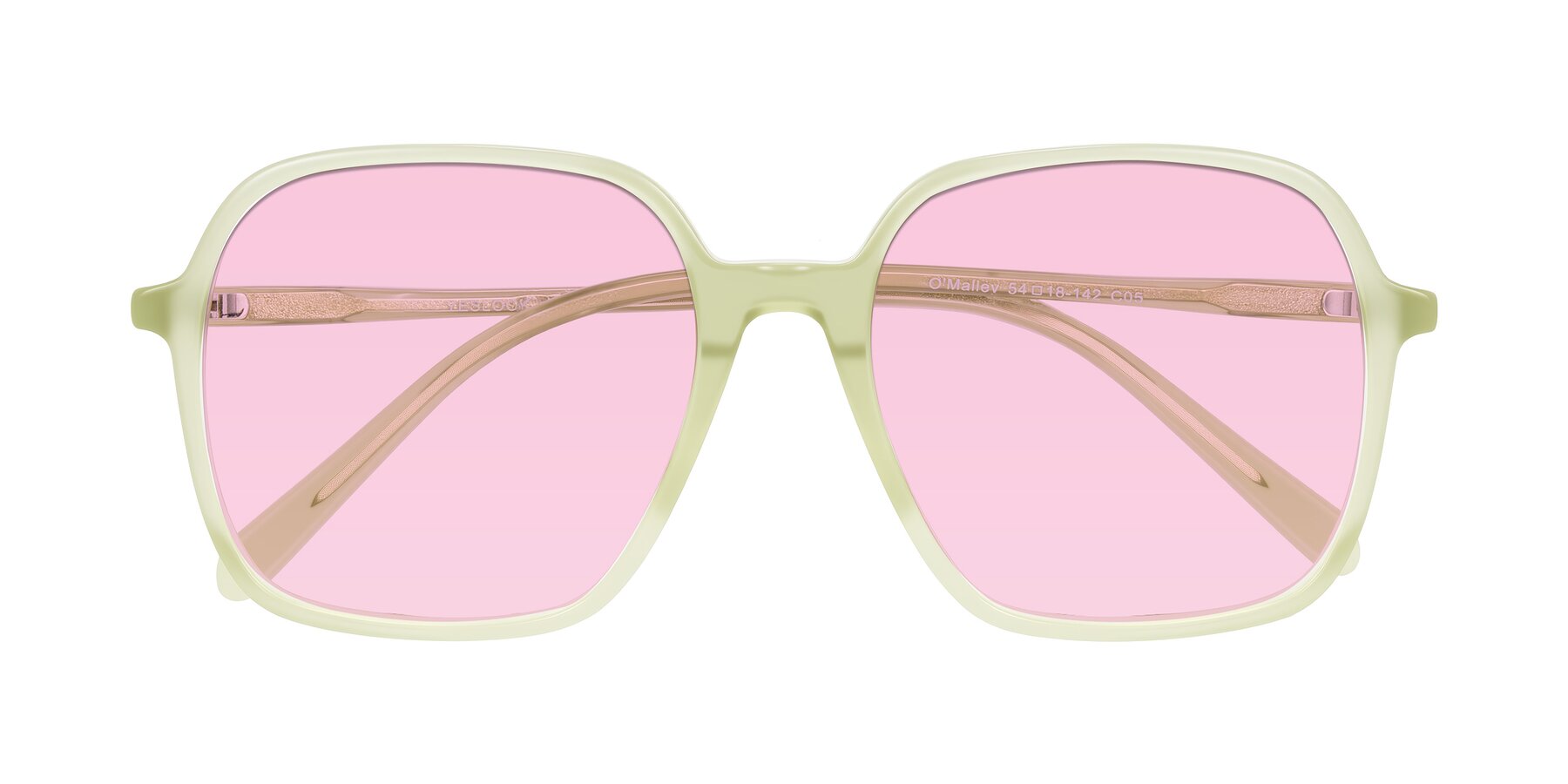 Folded Front of O'malley in Pastel Green with Light Pink Tinted Lenses