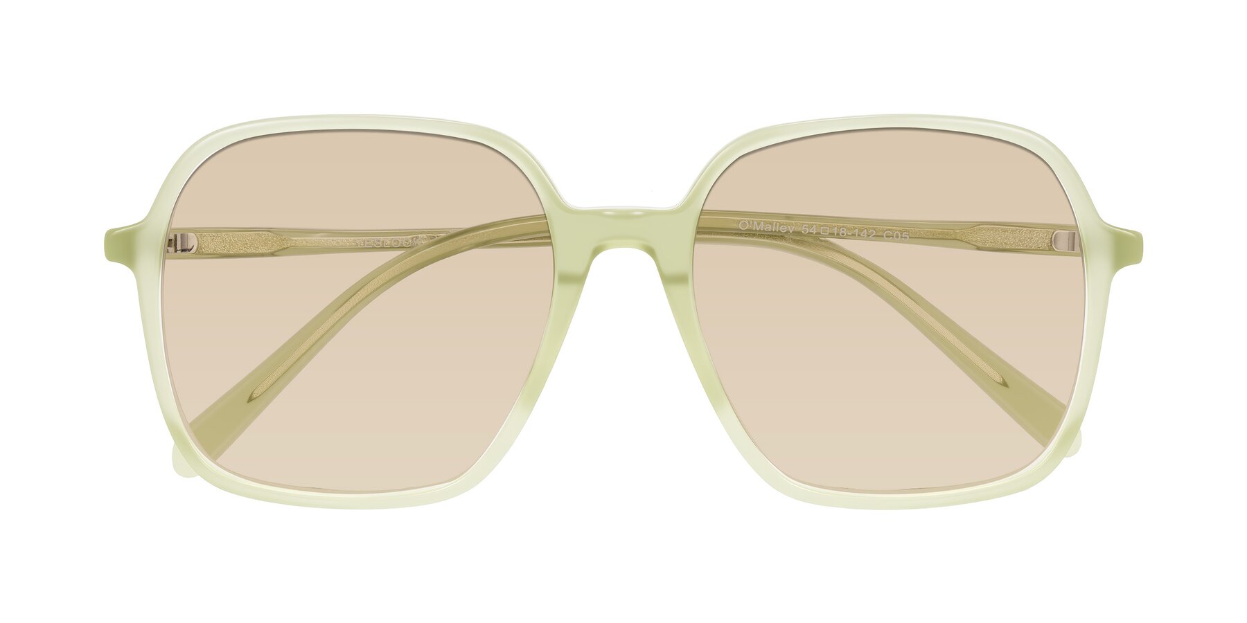 Folded Front of O'malley in Pastel Green with Light Brown Tinted Lenses