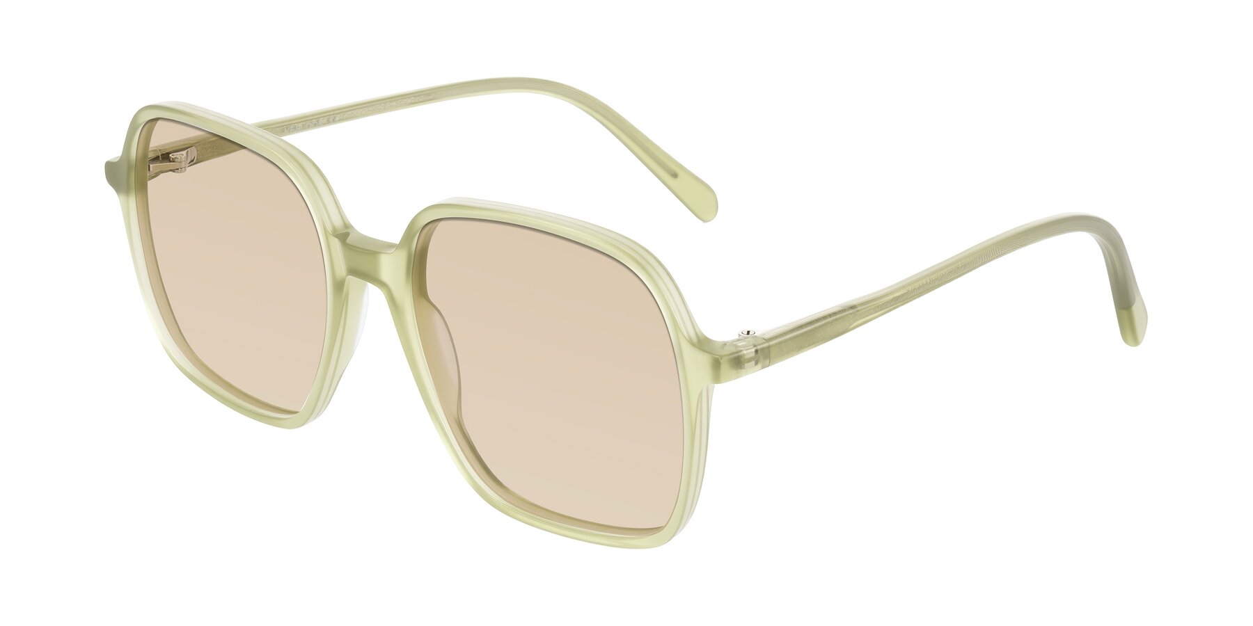 Angle of O'malley in Pastel Green with Light Brown Tinted Lenses