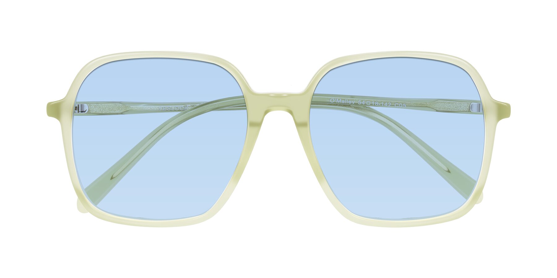 Folded Front of O'malley in Pastel Green with Light Blue Tinted Lenses