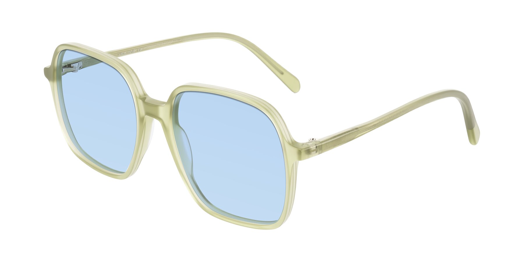 Angle of O'malley in Pastel Green with Light Blue Tinted Lenses