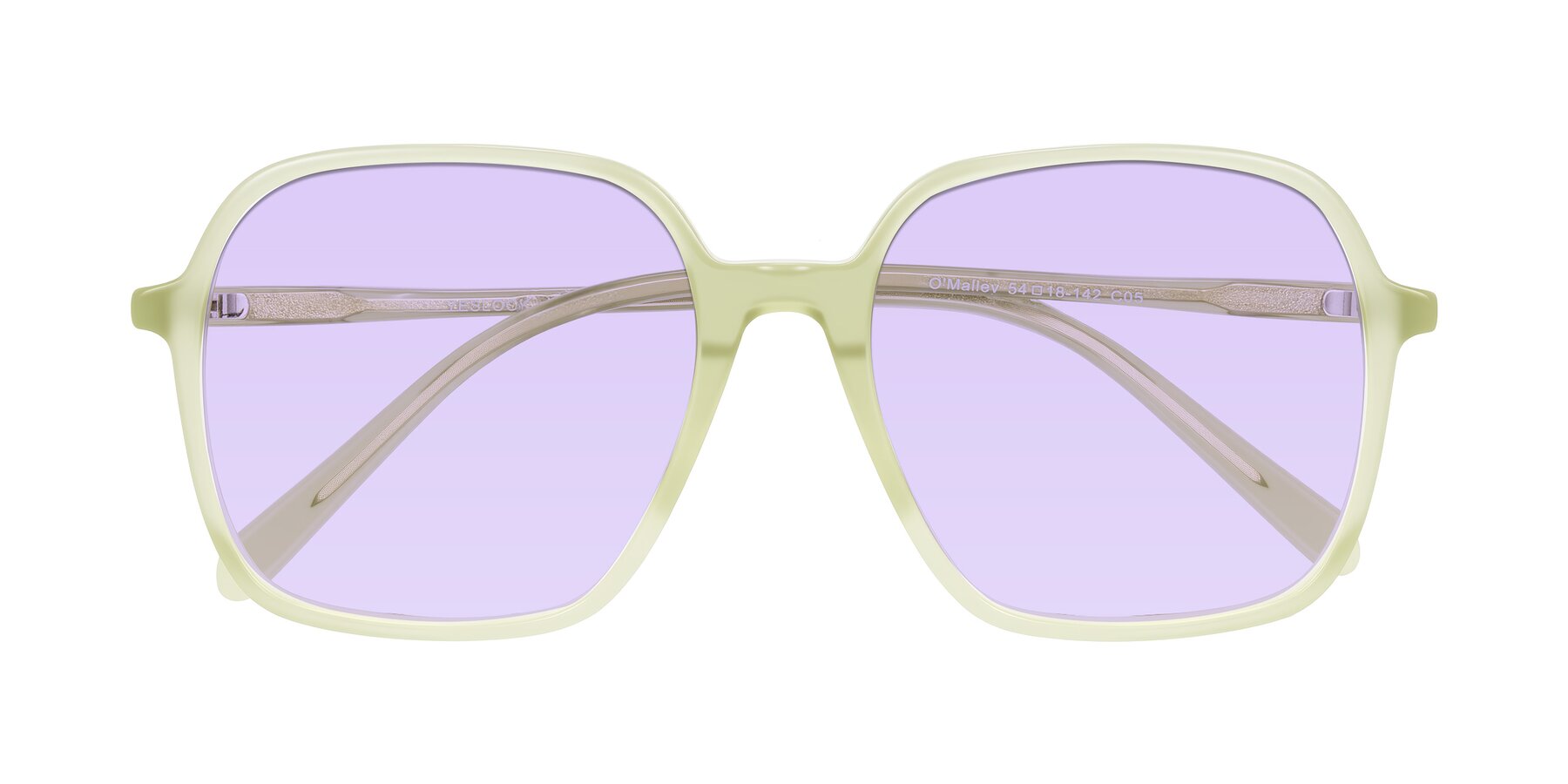 Folded Front of O'malley in Pastel Green with Light Purple Tinted Lenses