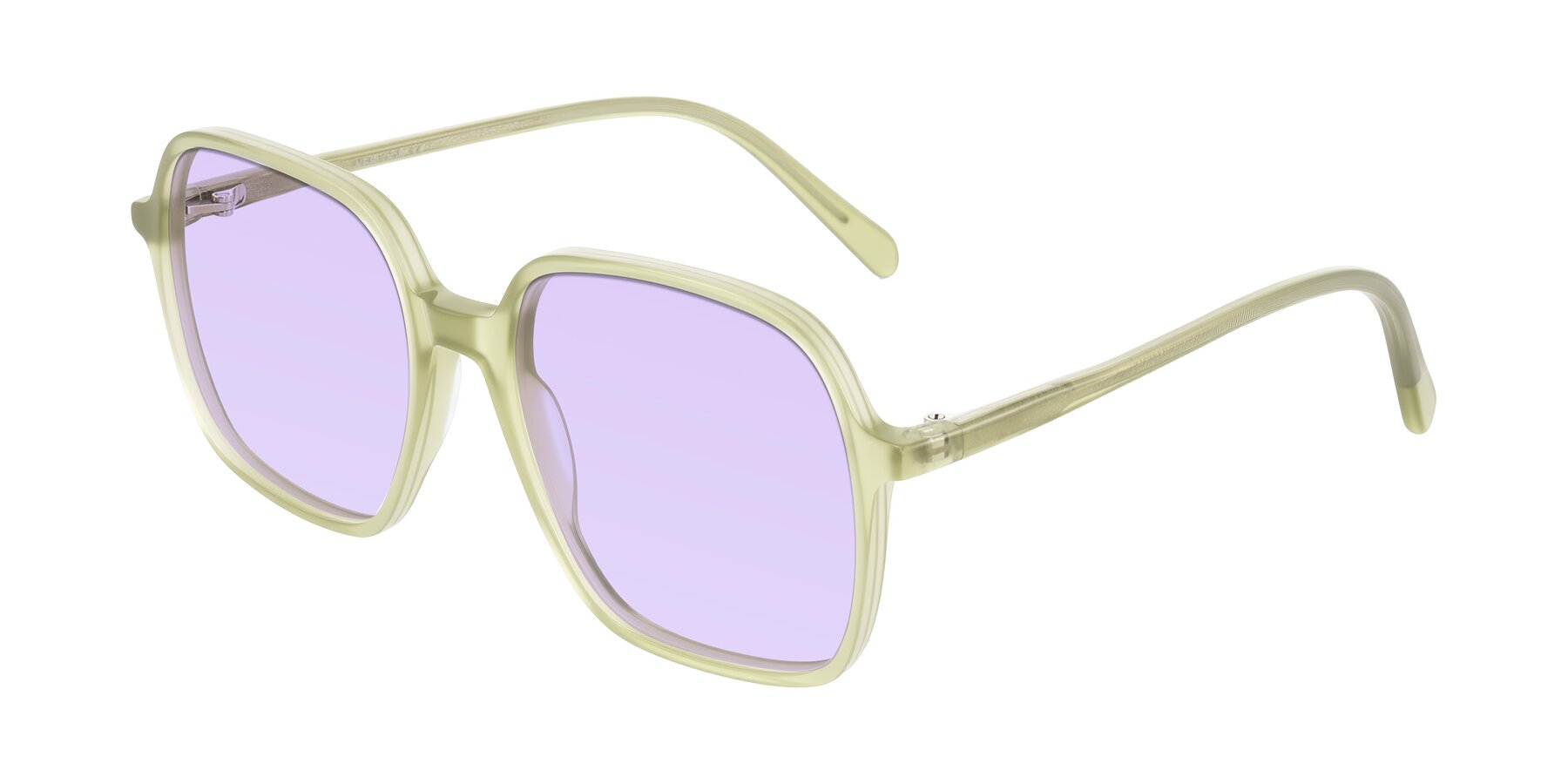 Angle of O'malley in Pastel Green with Light Purple Tinted Lenses