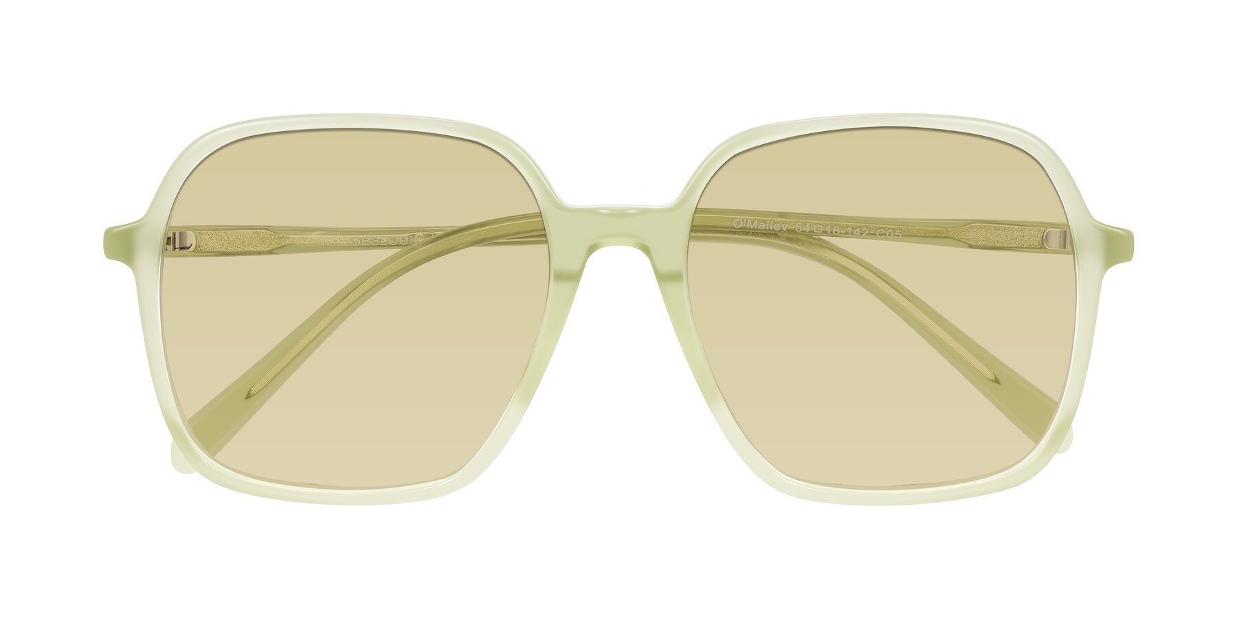 Folded Front of O'malley in Pastel Green with Light Champagne Tinted Lenses