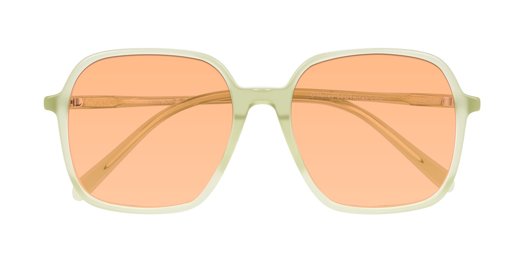 Folded Front of O'malley in Pastel Green with Light Orange Tinted Lenses