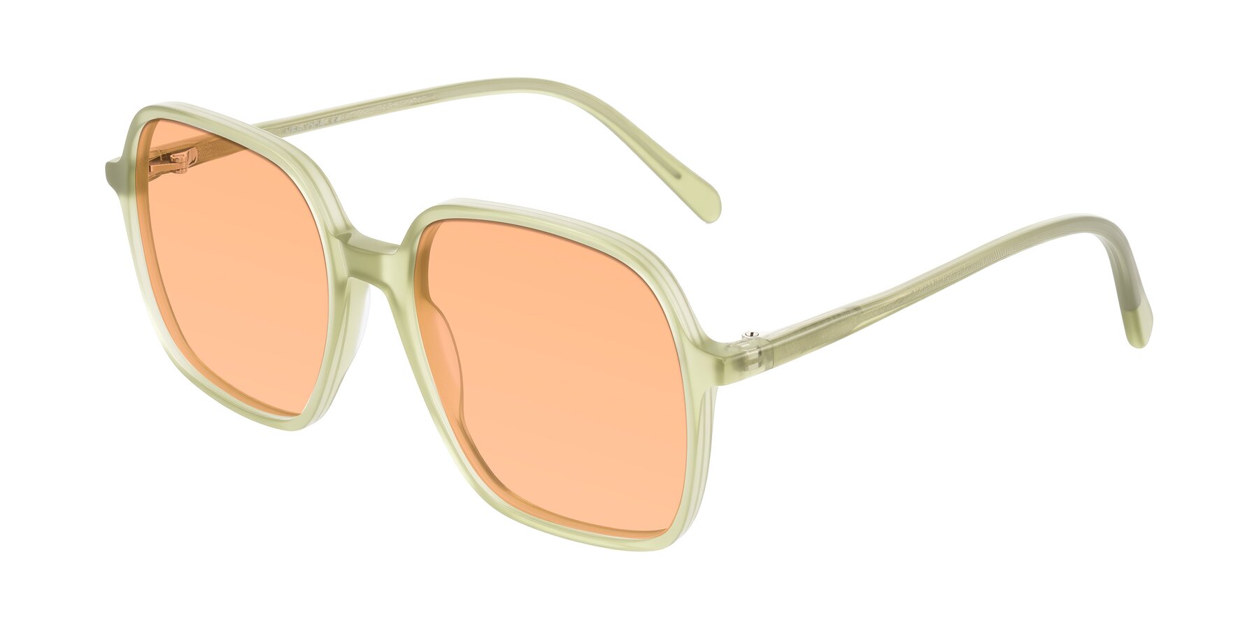 Angle of O'malley in Pastel Green with Light Orange Tinted Lenses
