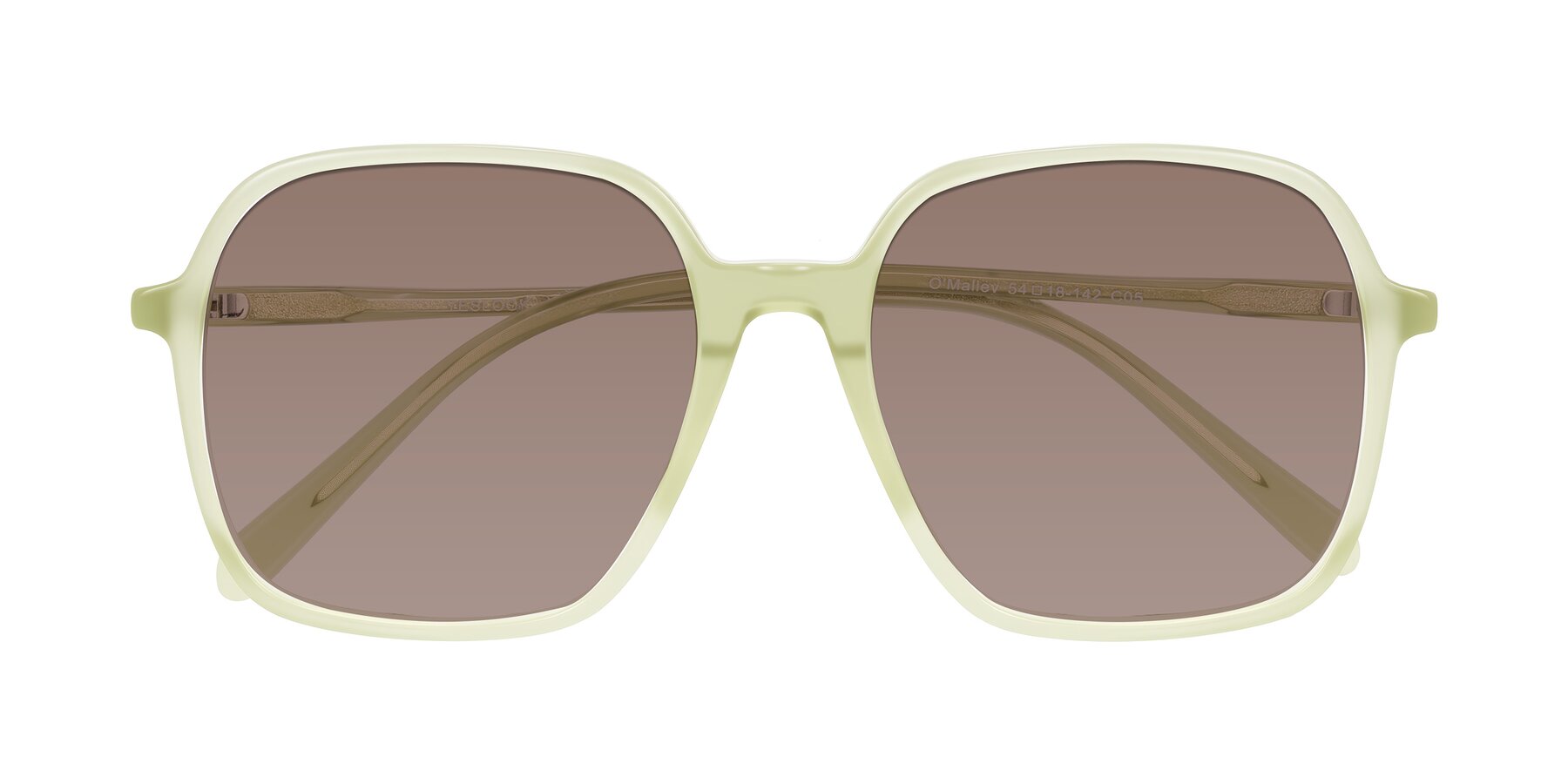Folded Front of O'malley in Pastel Green with Medium Brown Tinted Lenses
