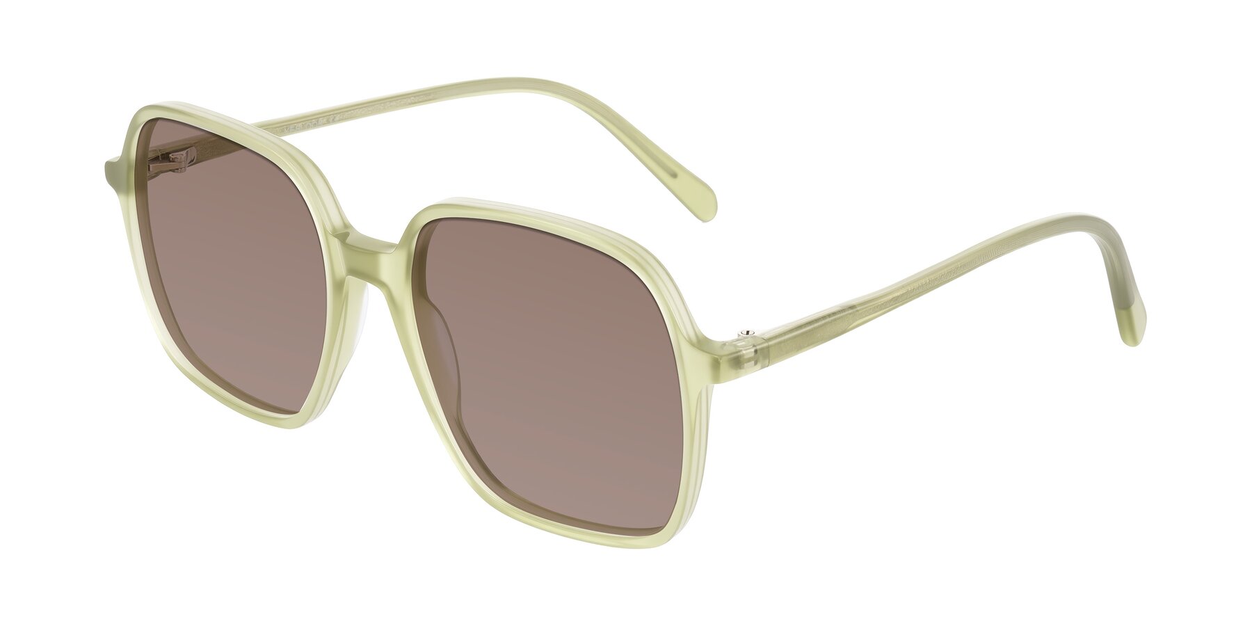 Angle of O'malley in Pastel Green with Medium Brown Tinted Lenses