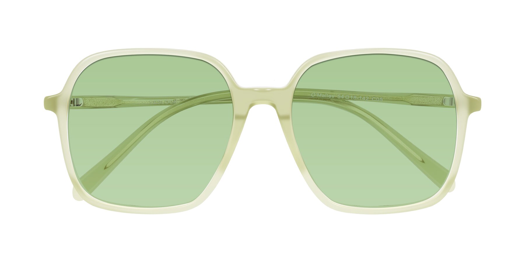 Folded Front of O'malley in Pastel Green with Medium Green Tinted Lenses