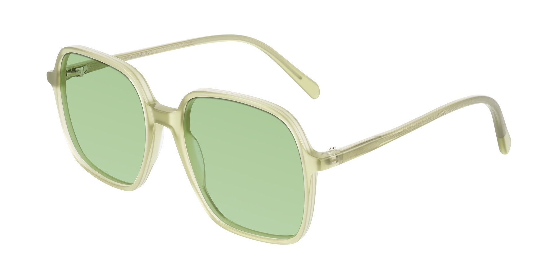 Angle of O'malley in Pastel Green with Medium Green Tinted Lenses