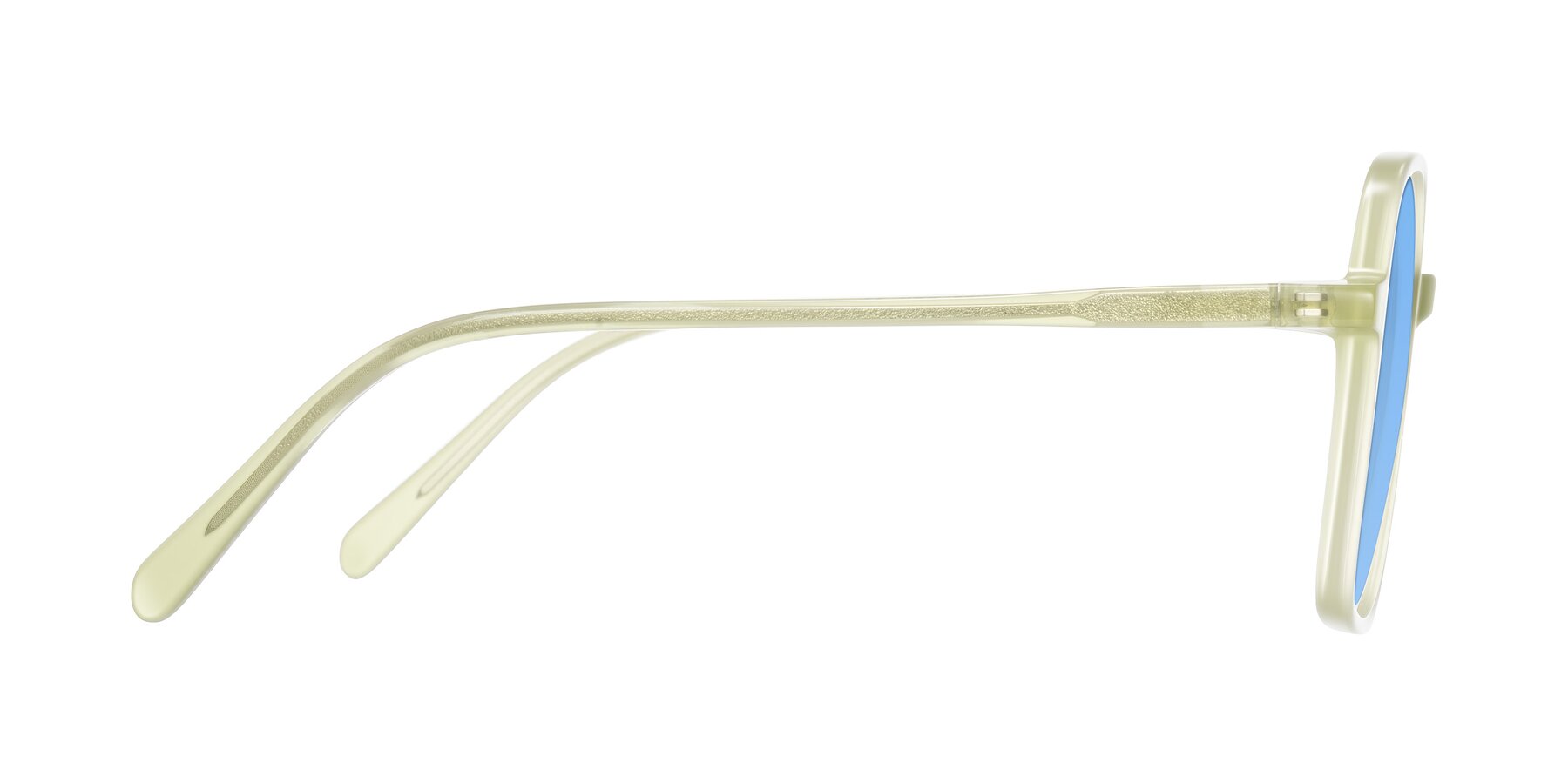 Side of O'malley in Pastel Green with Medium Blue Tinted Lenses