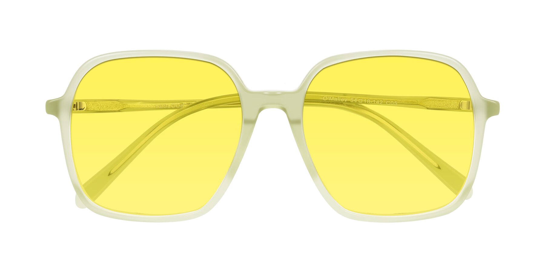 Folded Front of O'malley in Pastel Green with Medium Yellow Tinted Lenses