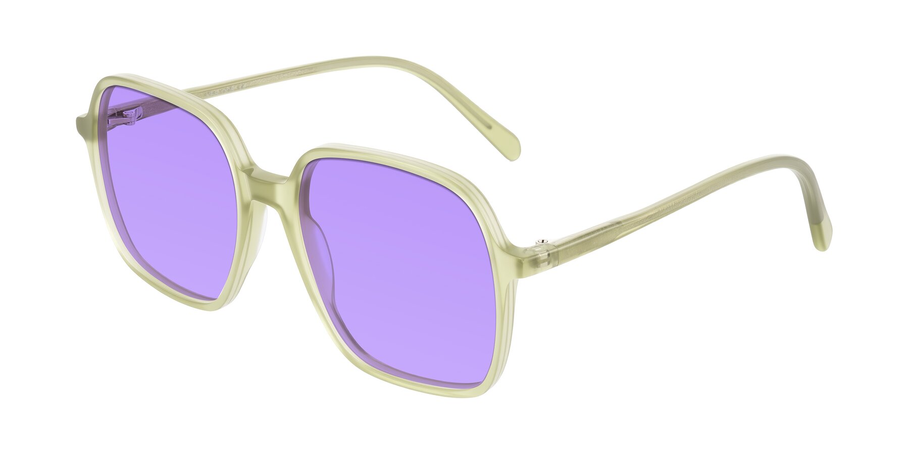 Angle of O'malley in Pastel Green with Medium Purple Tinted Lenses