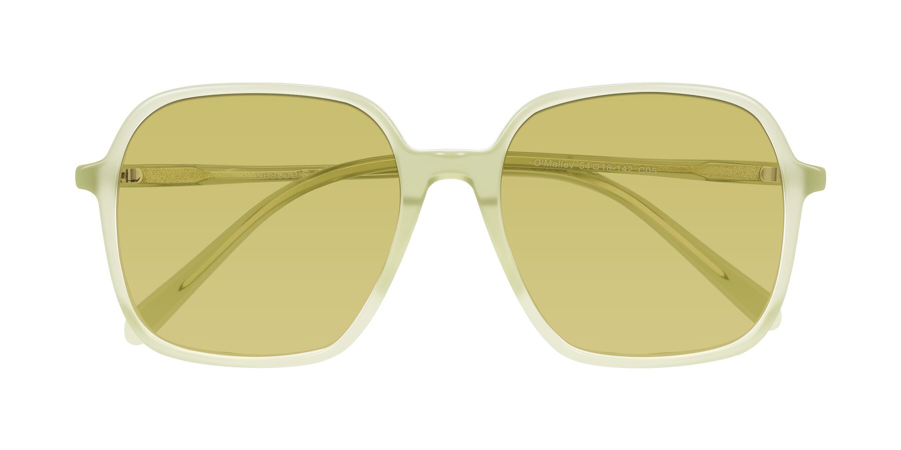 Folded Front of O'malley in Pastel Green with Medium Champagne Tinted Lenses