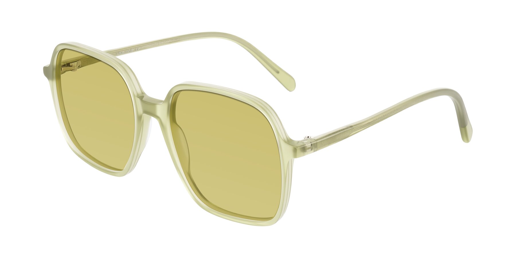 Angle of O'malley in Pastel Green with Medium Champagne Tinted Lenses