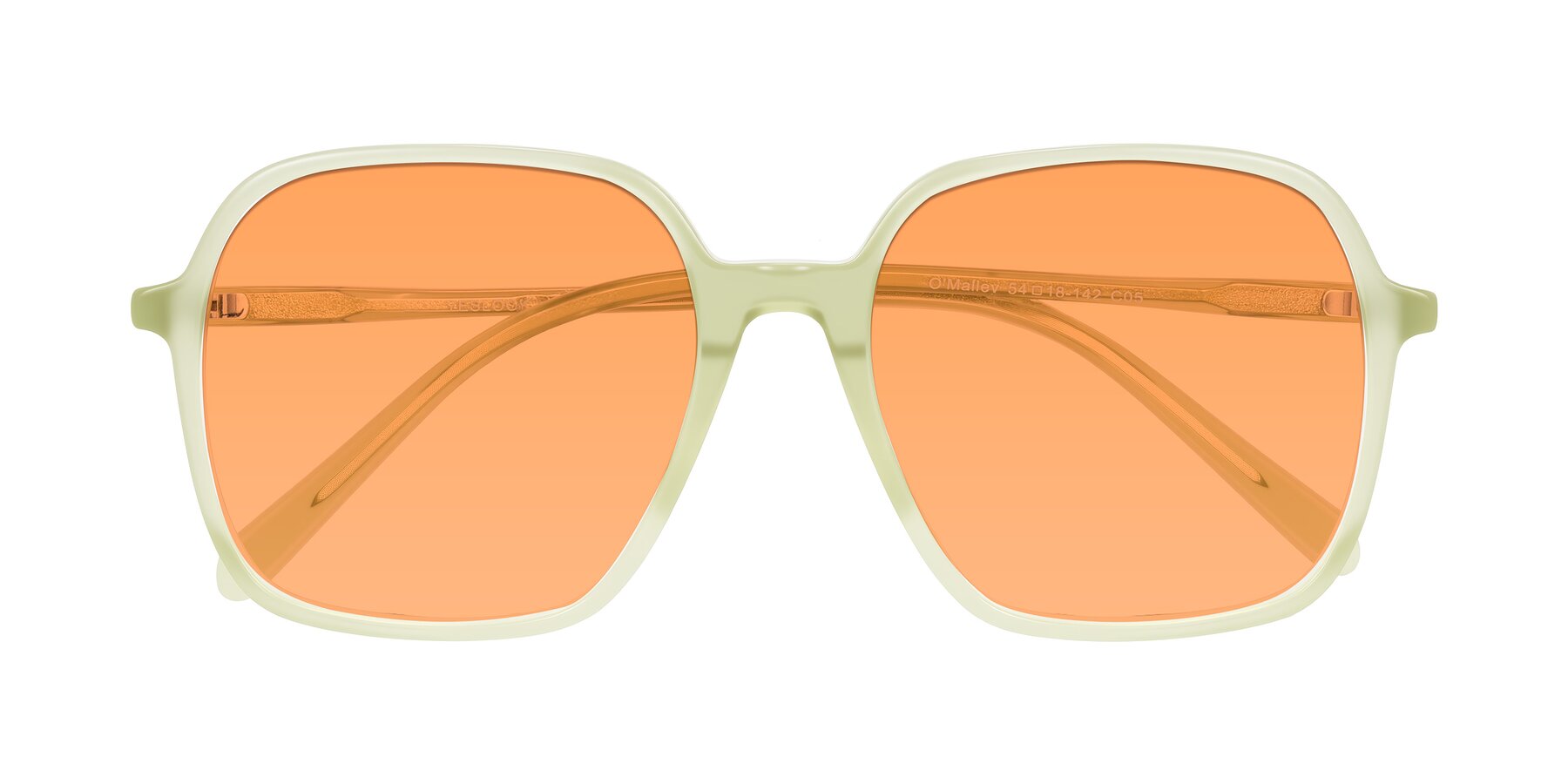 Folded Front of O'malley in Pastel Green with Medium Orange Tinted Lenses