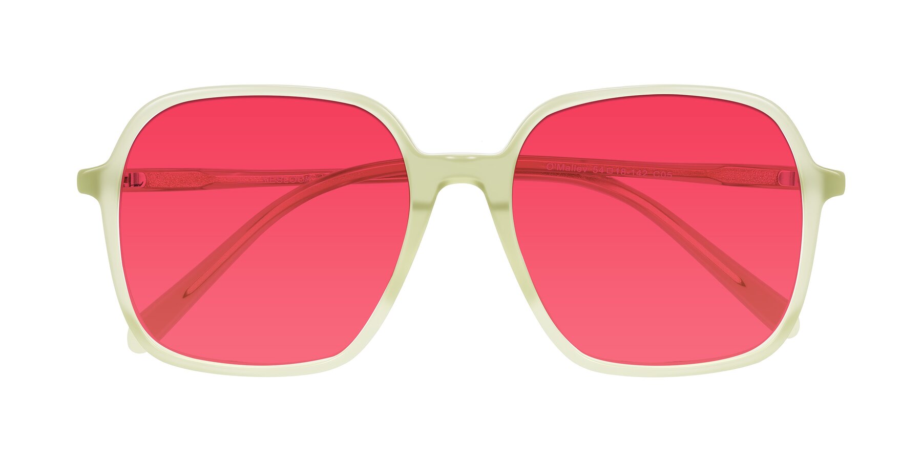 Folded Front of O'malley in Pastel Green with Red Tinted Lenses