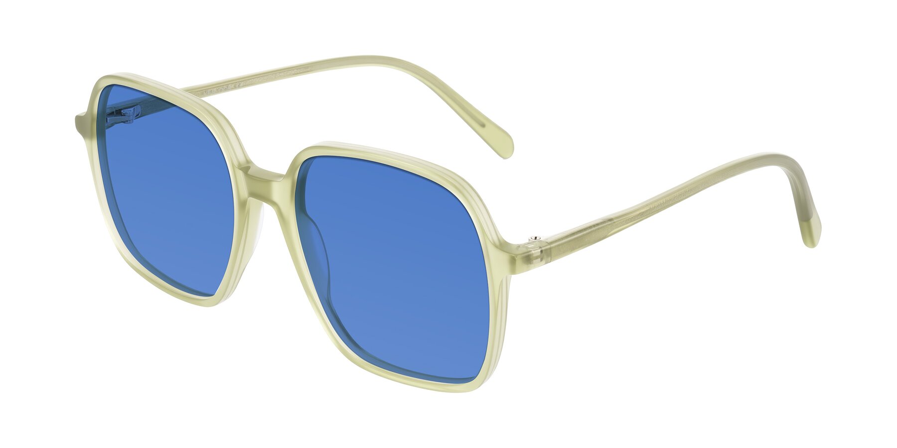 Angle of O'malley in Pastel Green with Blue Tinted Lenses