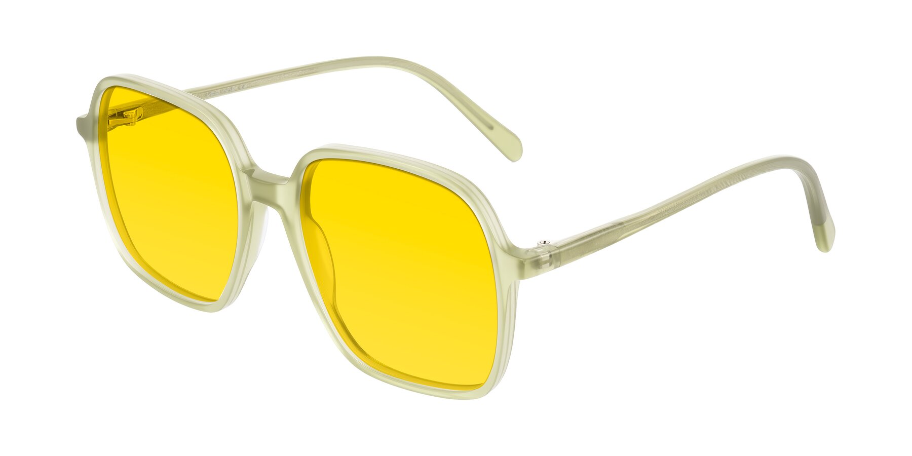 Angle of O'malley in Pastel Green with Yellow Tinted Lenses