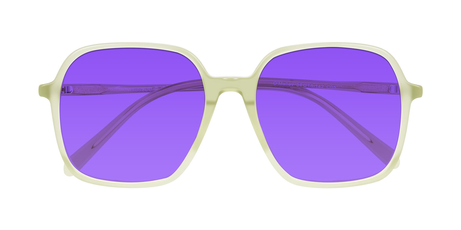 Folded Front of O'malley in Pastel Green with Purple Tinted Lenses