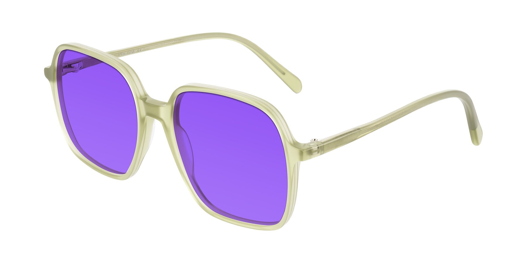 Angle of O'malley in Pastel Green with Purple Tinted Lenses