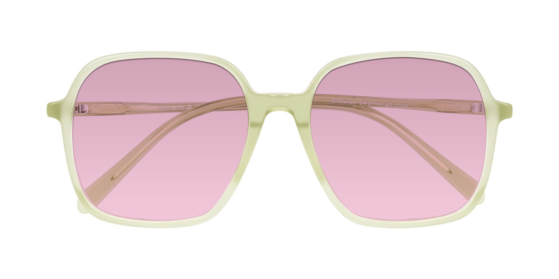 Folded Front of O'malley in Pastel Green with Light Wine Tinted Lenses