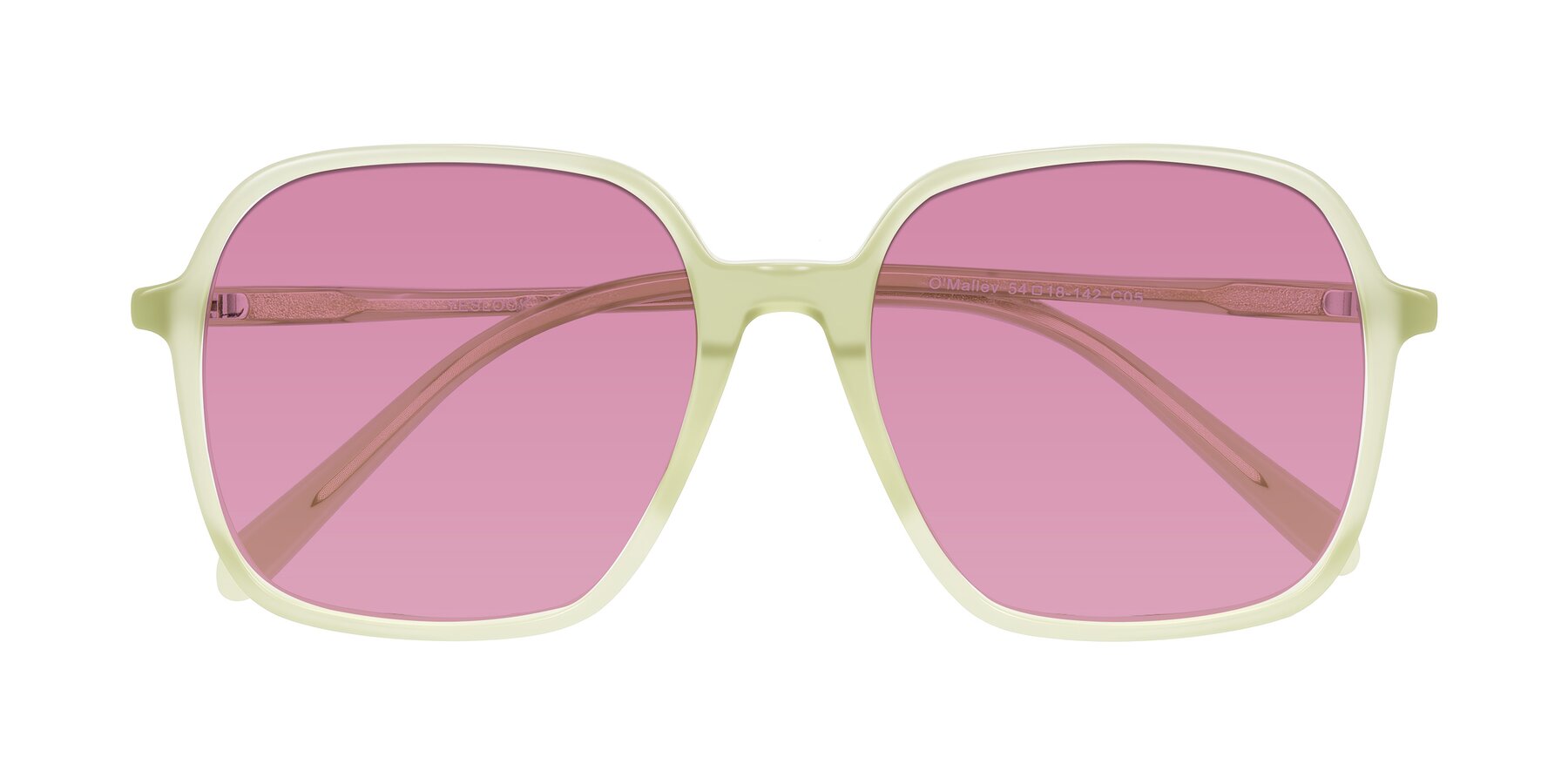 Folded Front of O'malley in Pastel Green with Medium Wine Tinted Lenses
