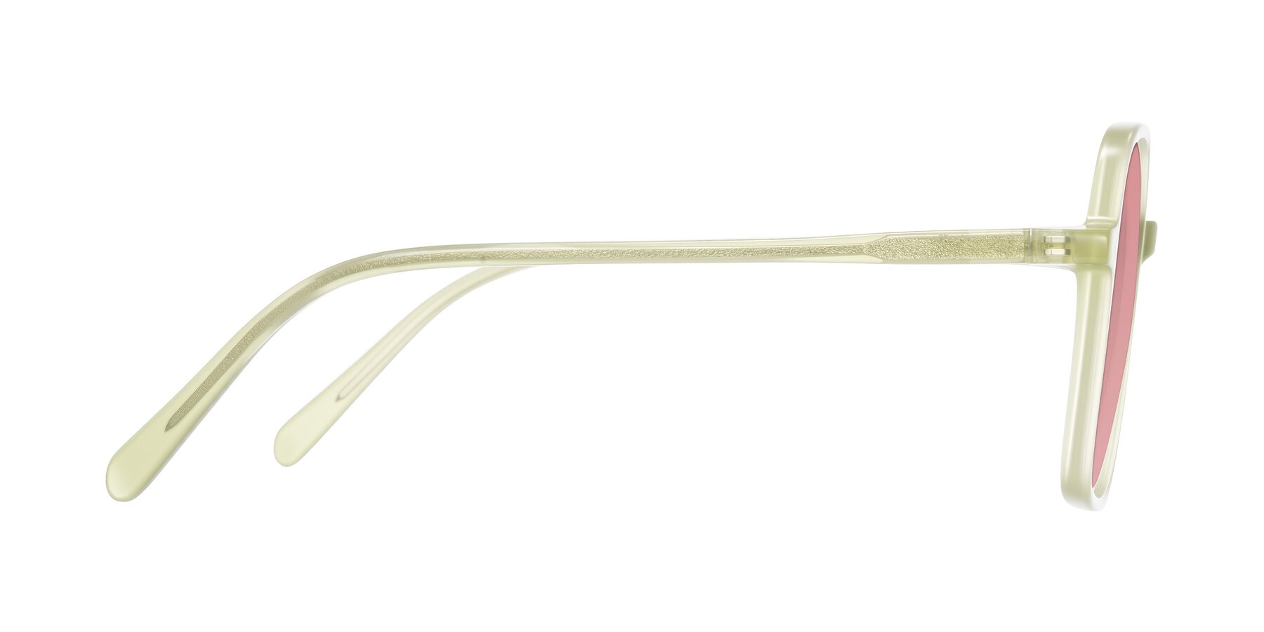 Side of O'malley in Pastel Green with Medium Garnet Tinted Lenses