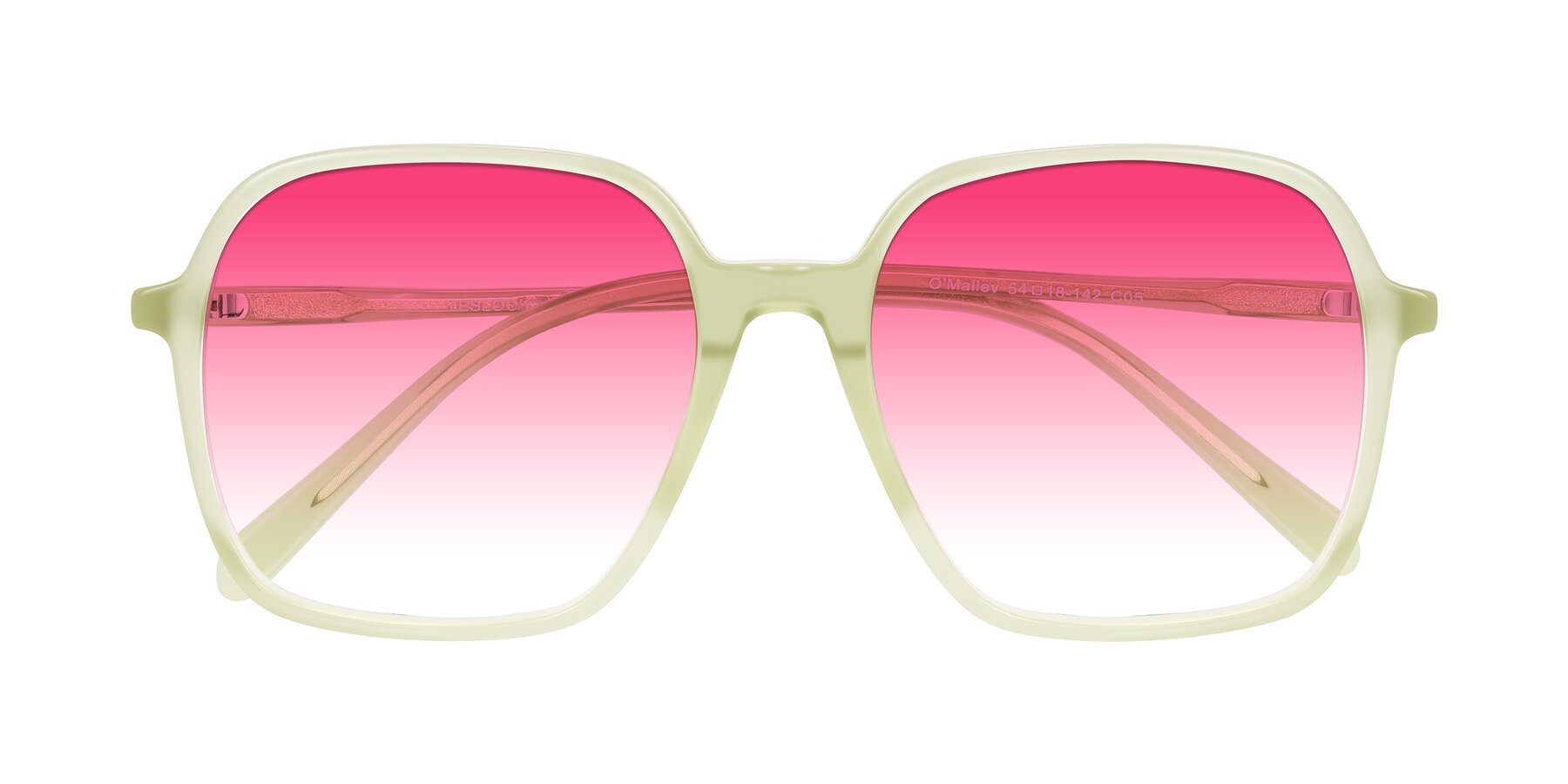 Folded Front of O'malley in Pastel Green with Pink Gradient Lenses