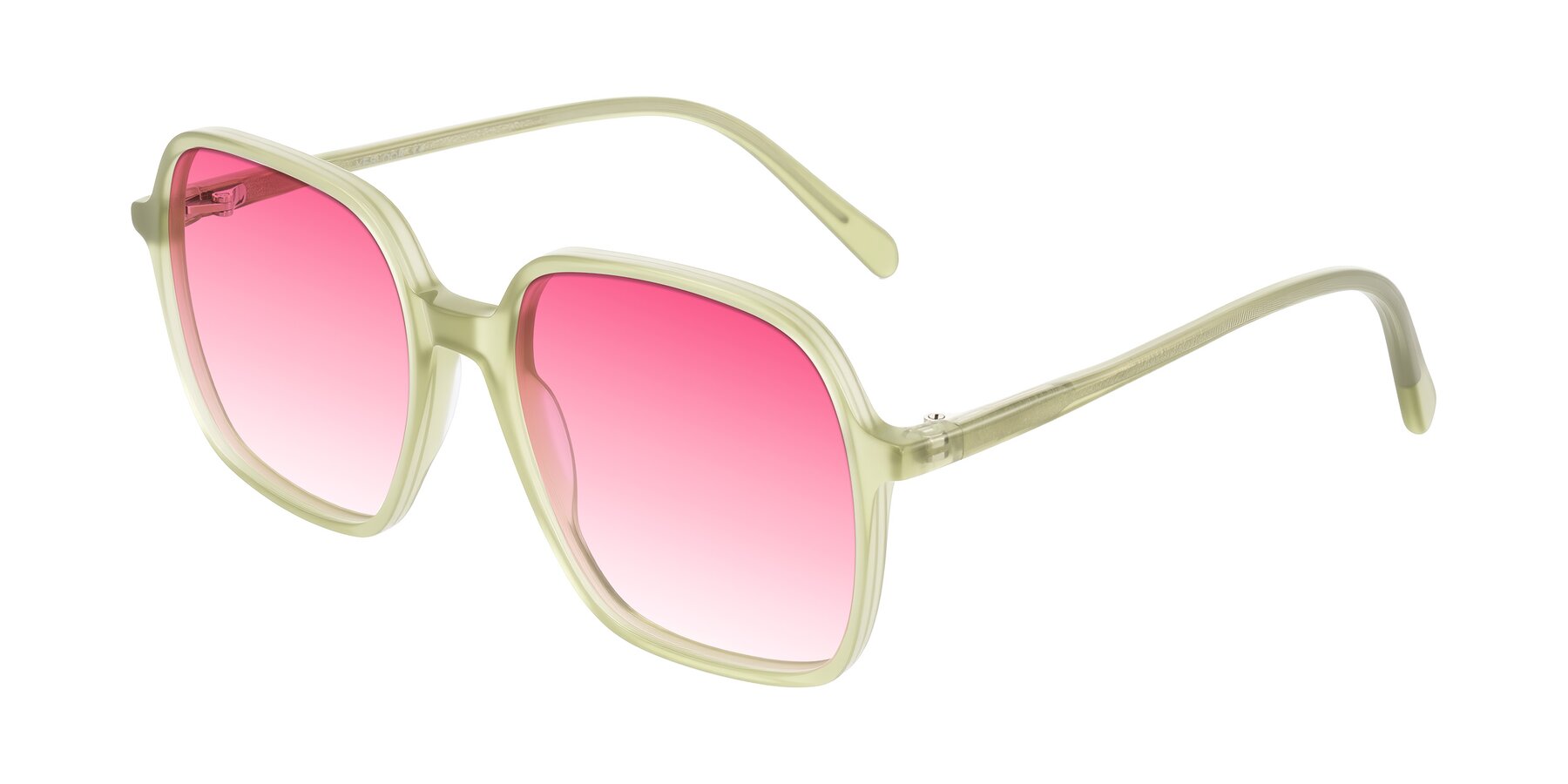 Angle of O'malley in Pastel Green with Pink Gradient Lenses