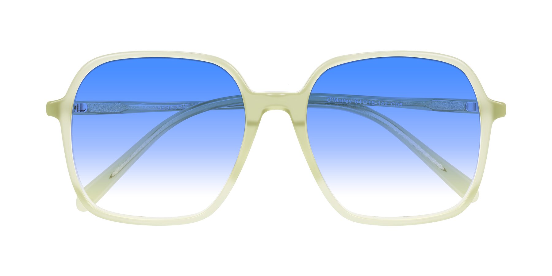 Folded Front of O'malley in Pastel Green with Blue Gradient Lenses