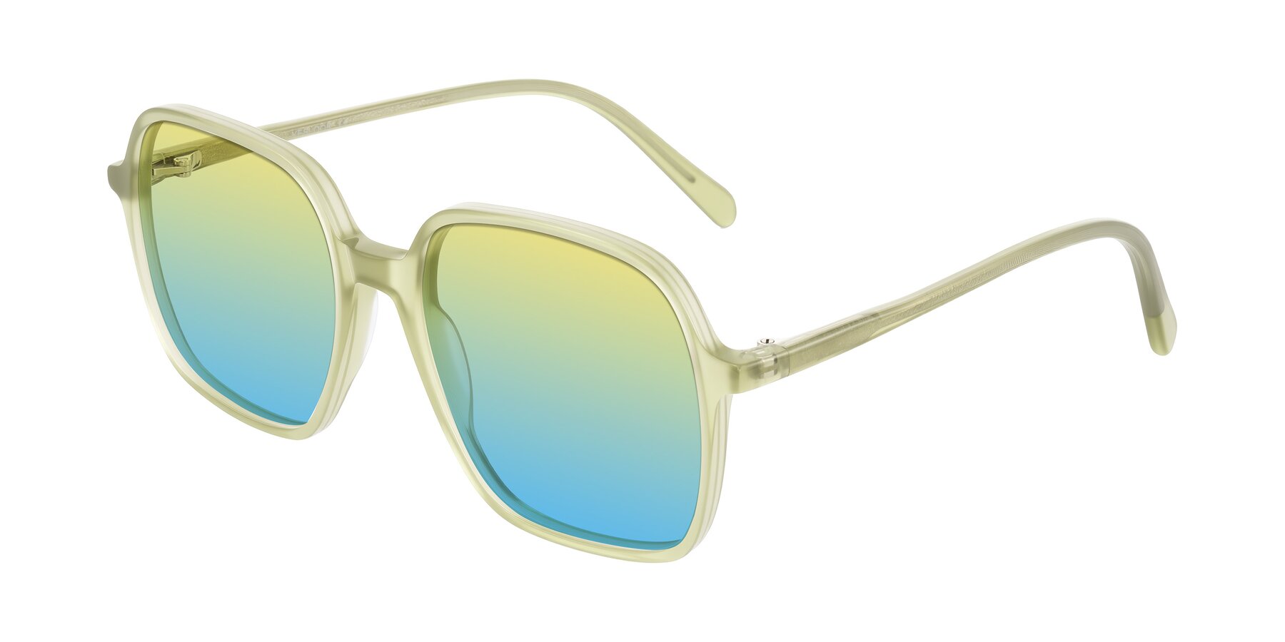 Angle of O'malley in Pastel Green with Yellow / Blue Gradient Lenses