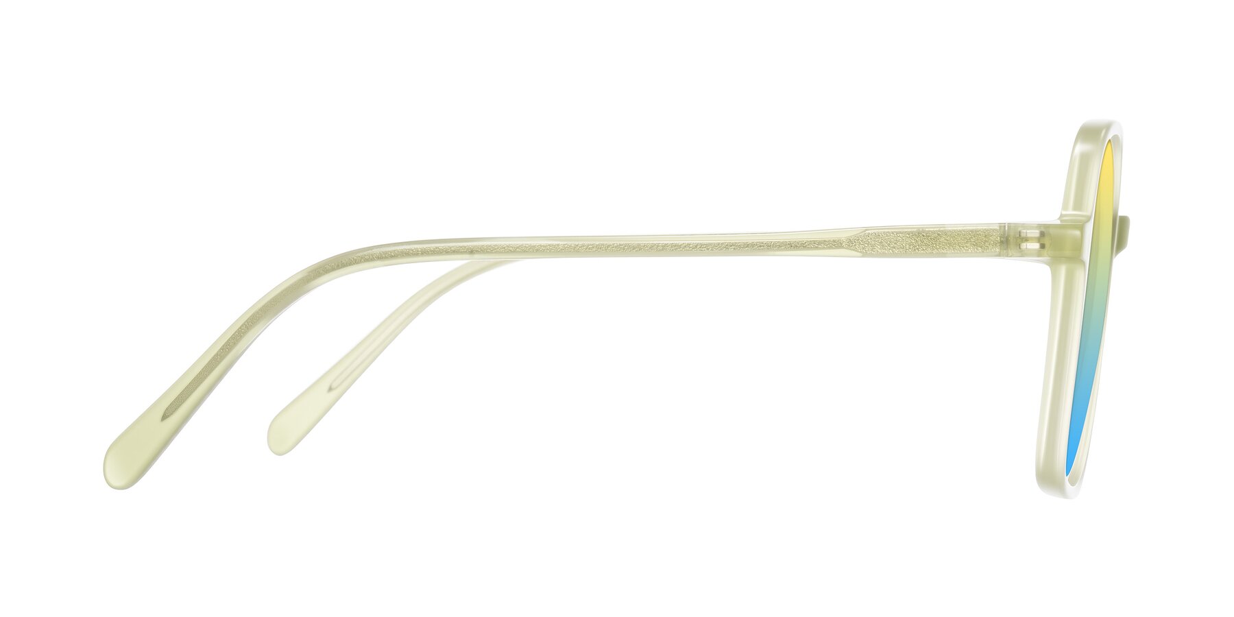 Side of O'malley in Pastel Green with Yellow / Blue Gradient Lenses