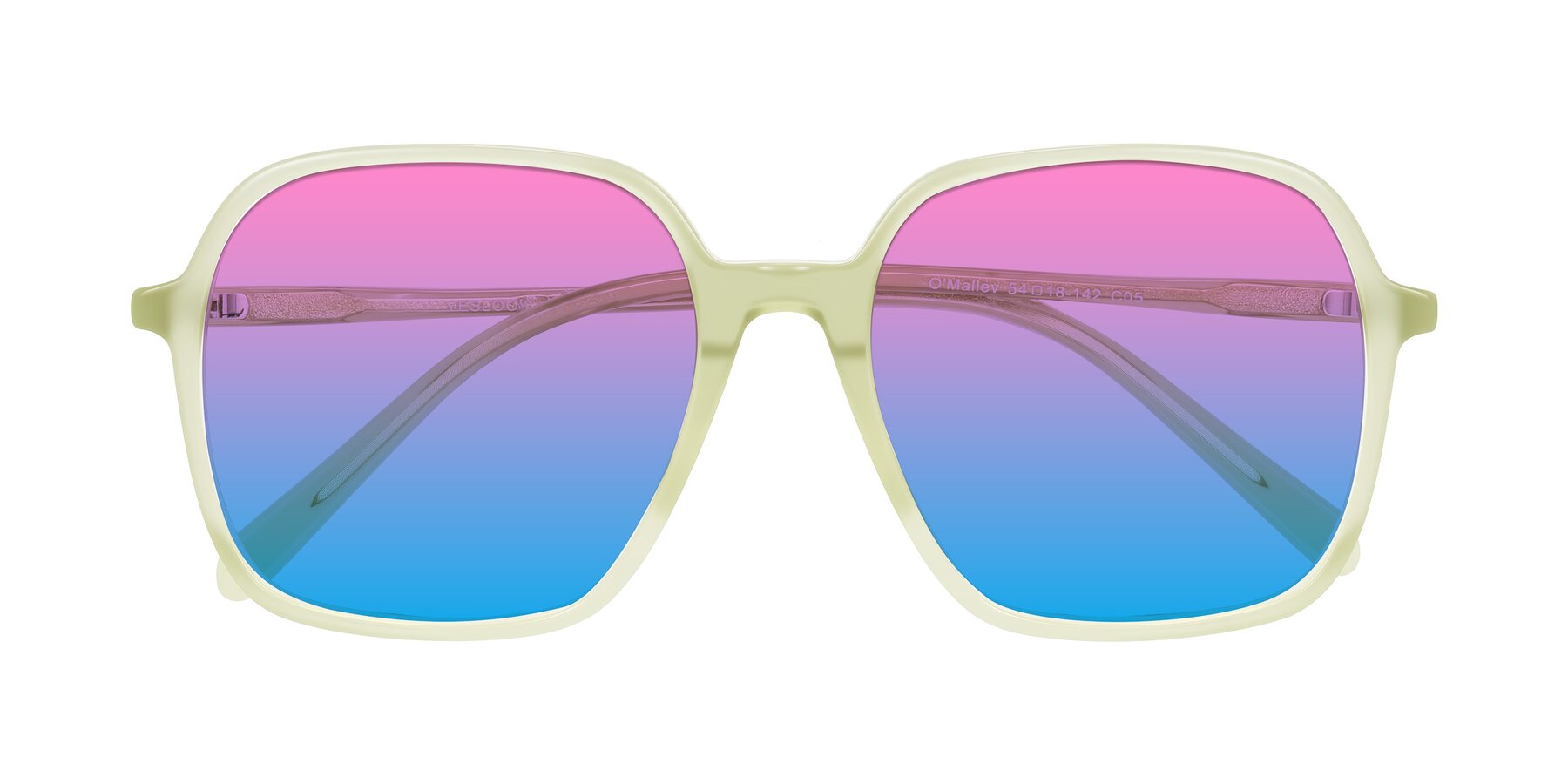Folded Front of O'malley in Pastel Green with Pink / Blue Gradient Lenses