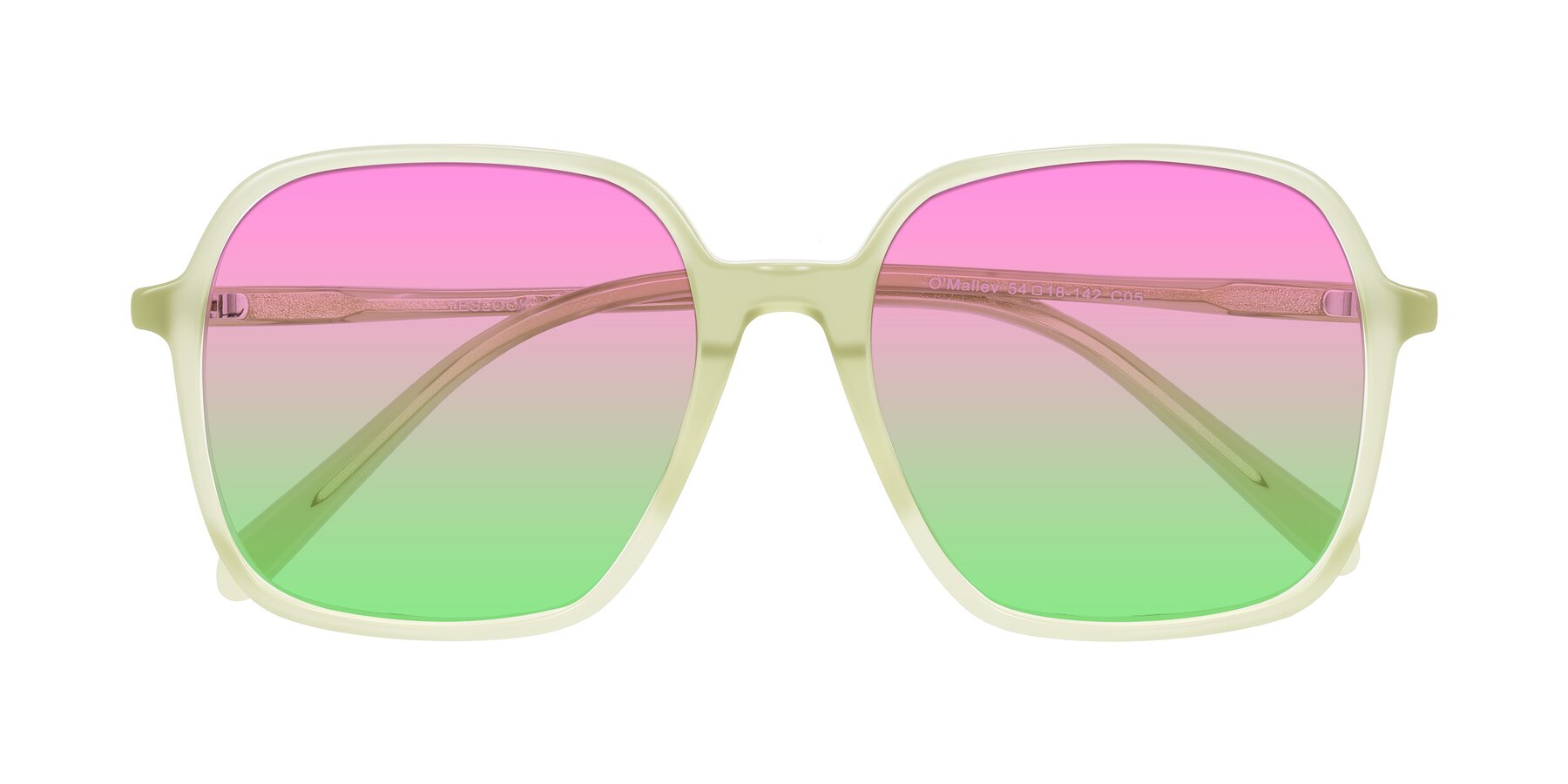 Folded Front of O'malley in Pastel Green with Pink / Green Gradient Lenses