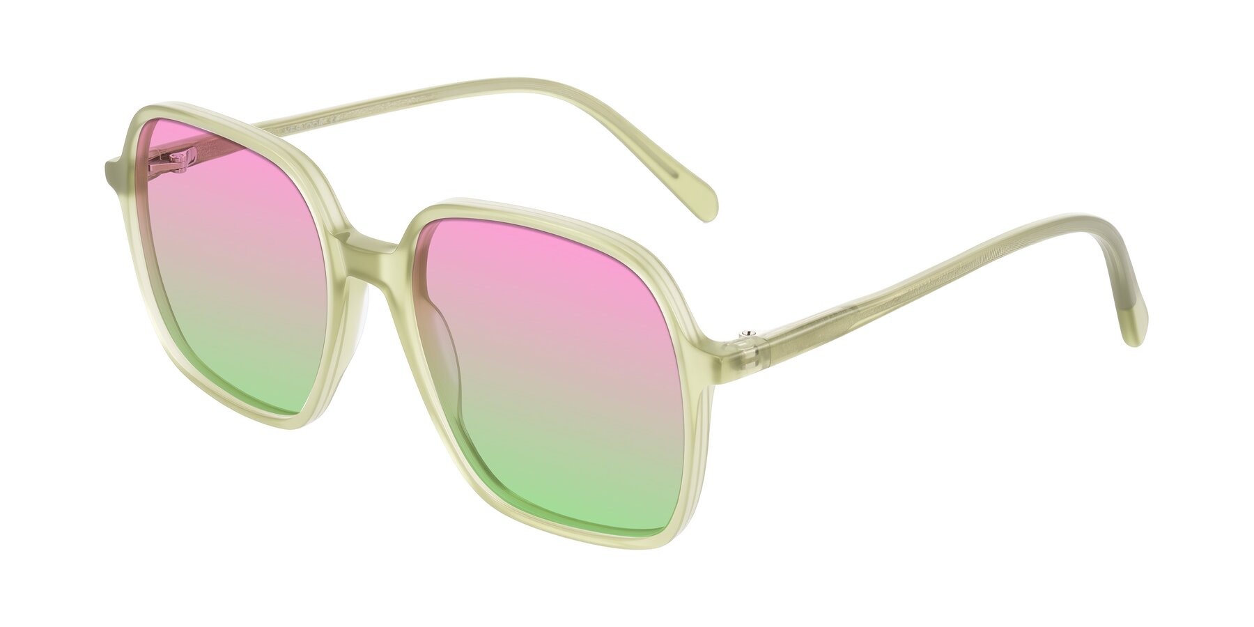 Angle of O'malley in Pastel Green with Pink / Green Gradient Lenses