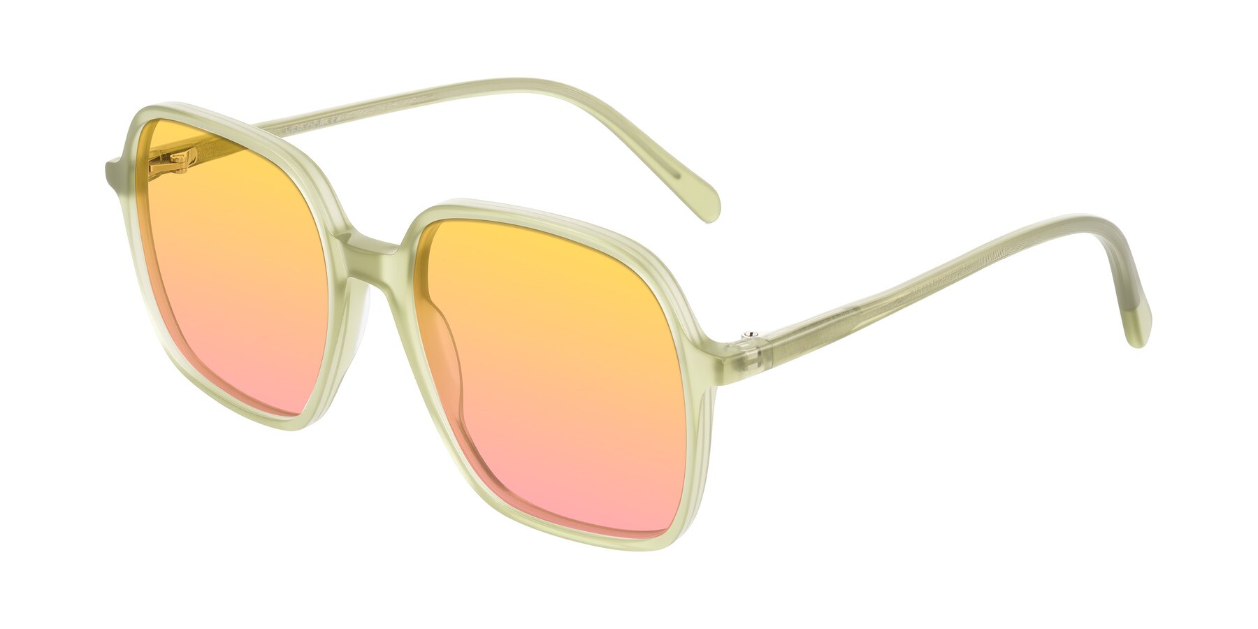Angle of O'malley in Pastel Green with Yellow / Pink Gradient Lenses