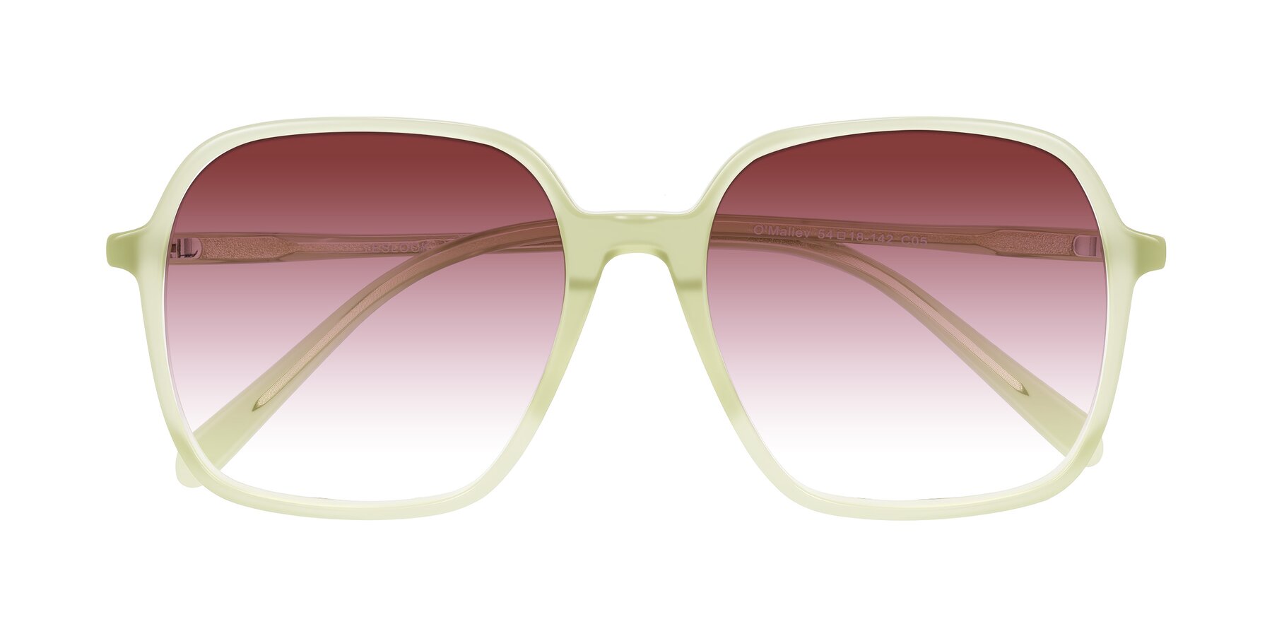 Folded Front of O'malley in Pastel Green with Garnet Gradient Lenses