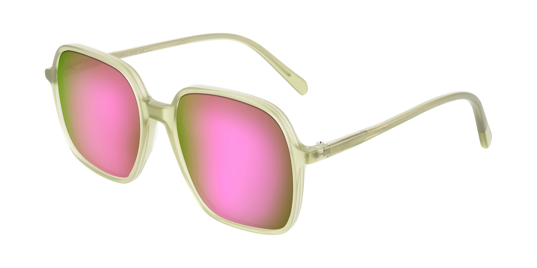 Angle of O'malley in Pastel Green with Pink Mirrored Lenses
