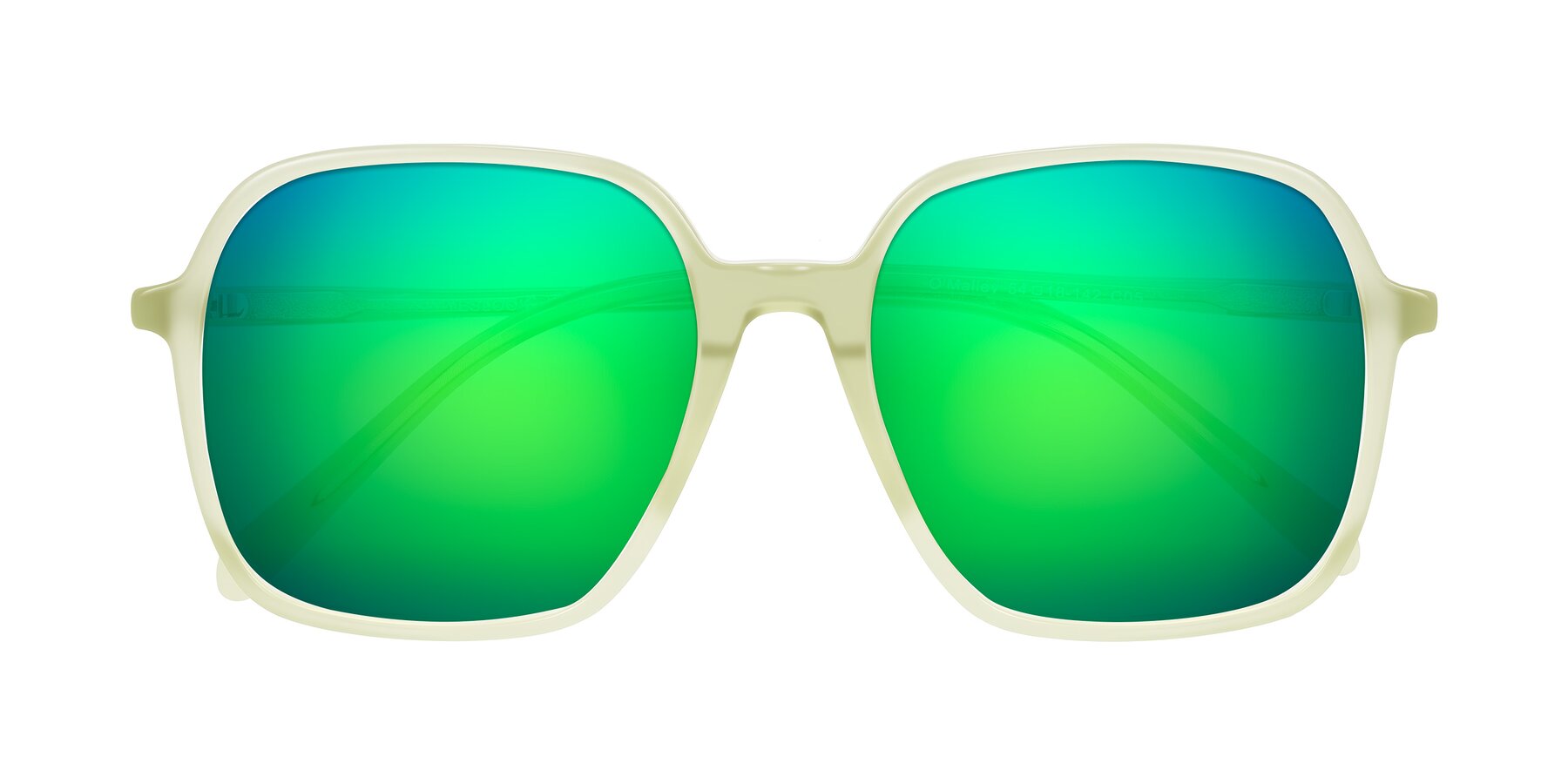 Folded Front of O'malley in Pastel Green with Green Mirrored Lenses