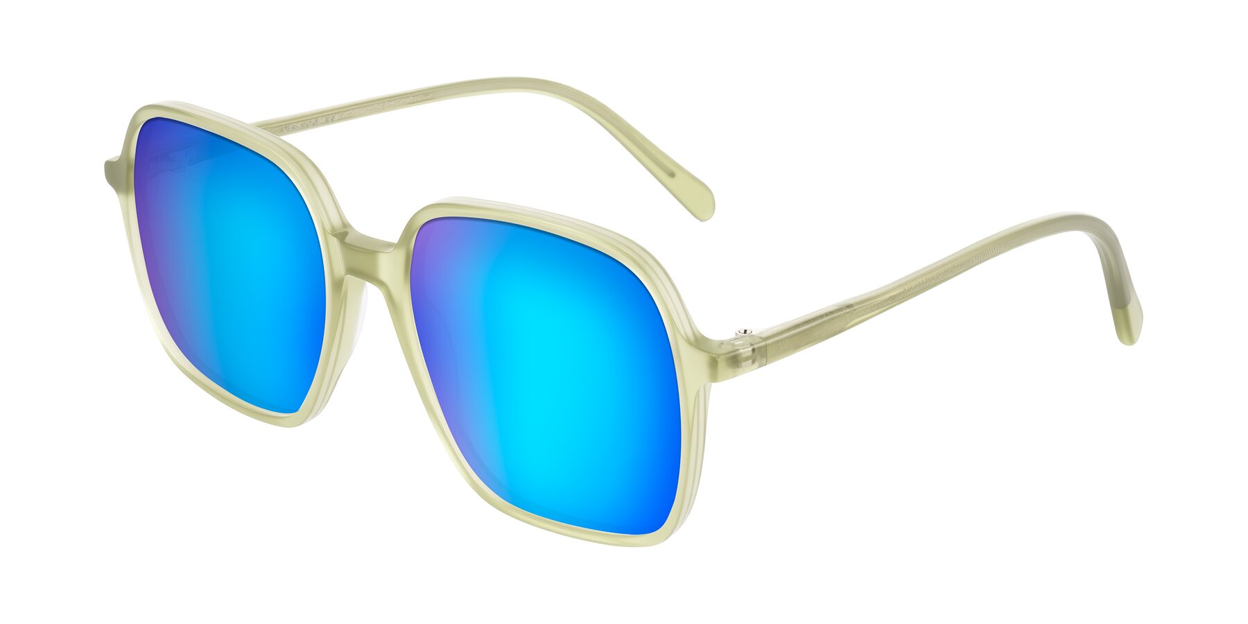 Angle of O'malley in Pastel Green with Blue Mirrored Lenses