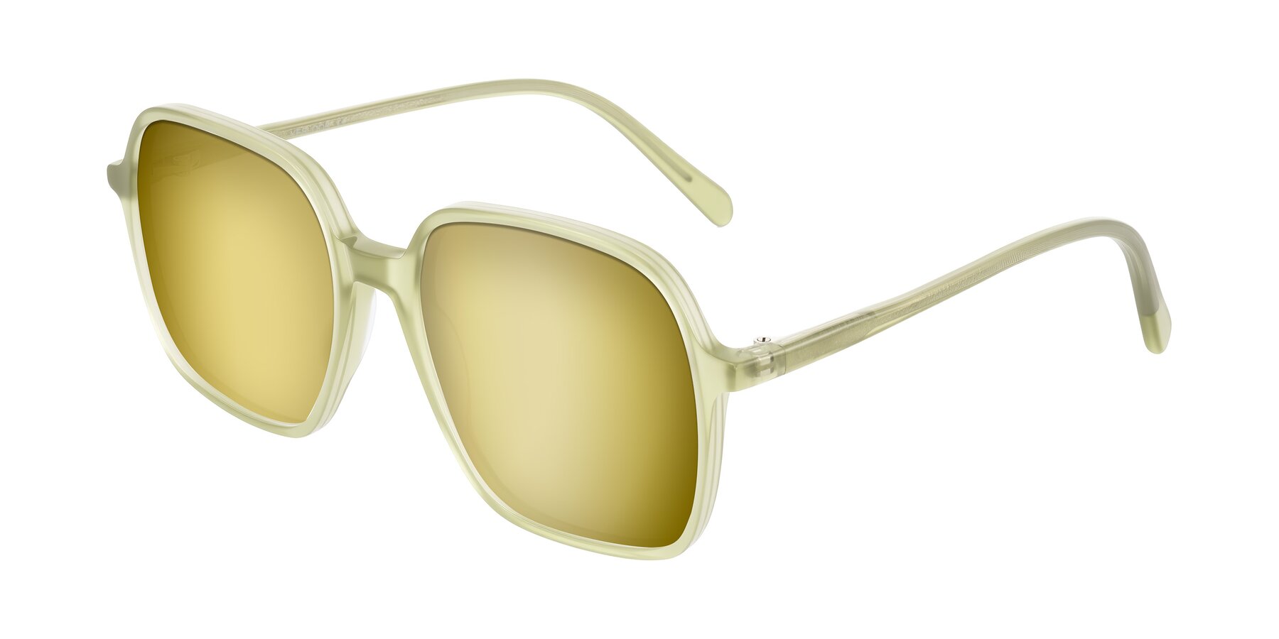Angle of O'malley in Pastel Green with Gold Mirrored Lenses