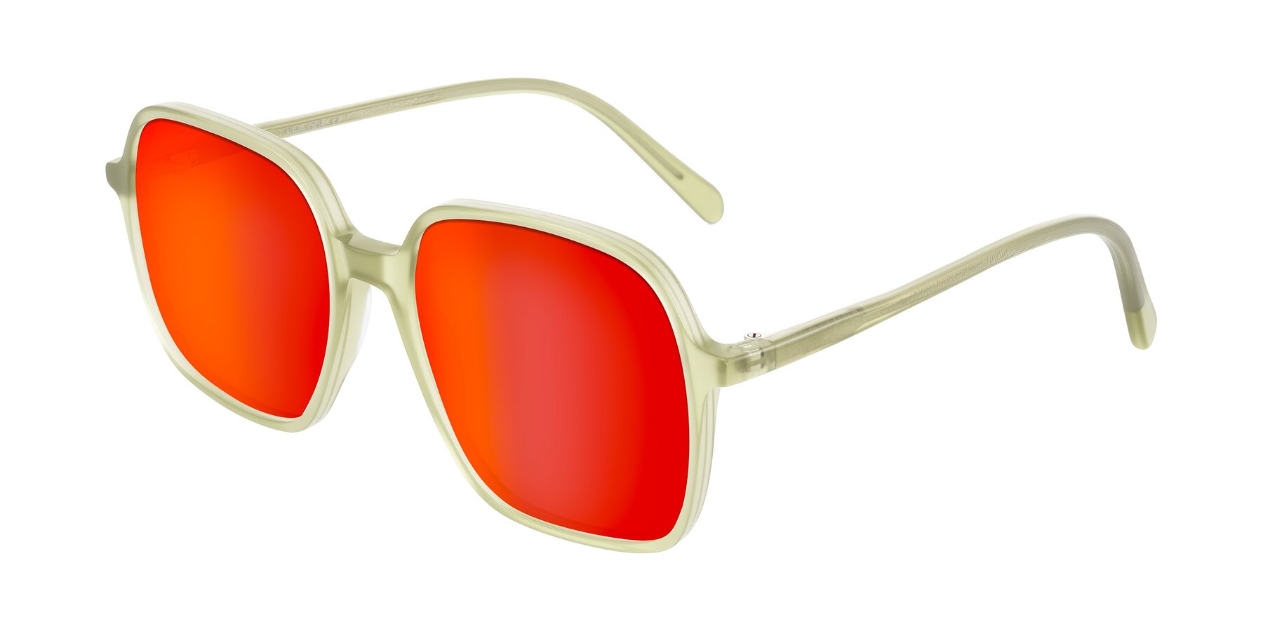 Angle of O'malley in Pastel Green with Red Gold Mirrored Lenses